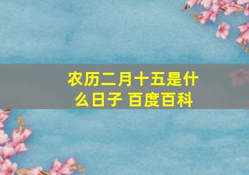 农历二月十五是什么日子 百度百科